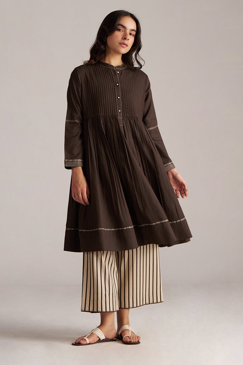 Dark Chocolate Brown & Beige Co-ord Set for Women