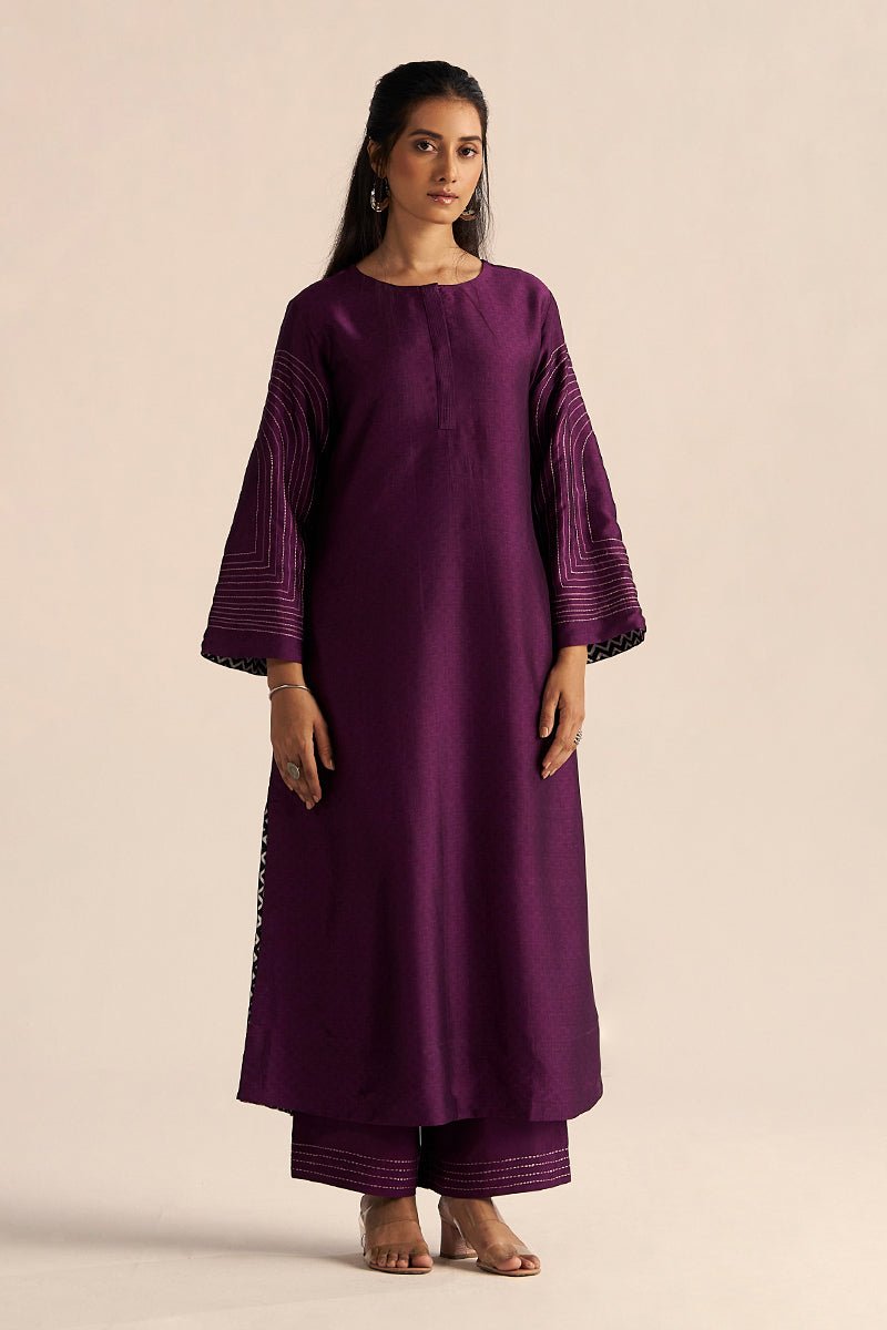 full boy model view Buy Plum Silk Co-ord Set Sleeve Online