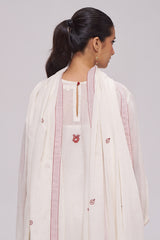 Ivory and Maroon Pure Cotton Kurta Set