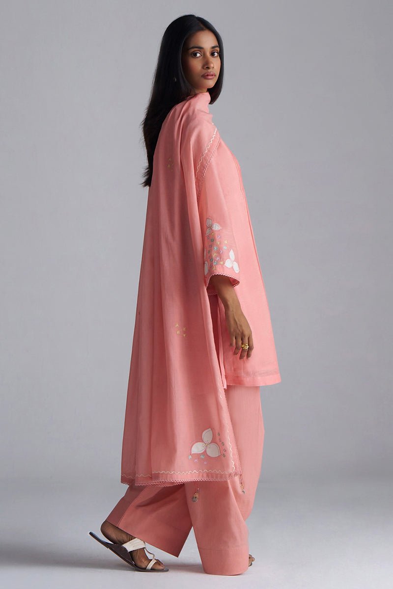Coral Almond Chanderi Kurta Set