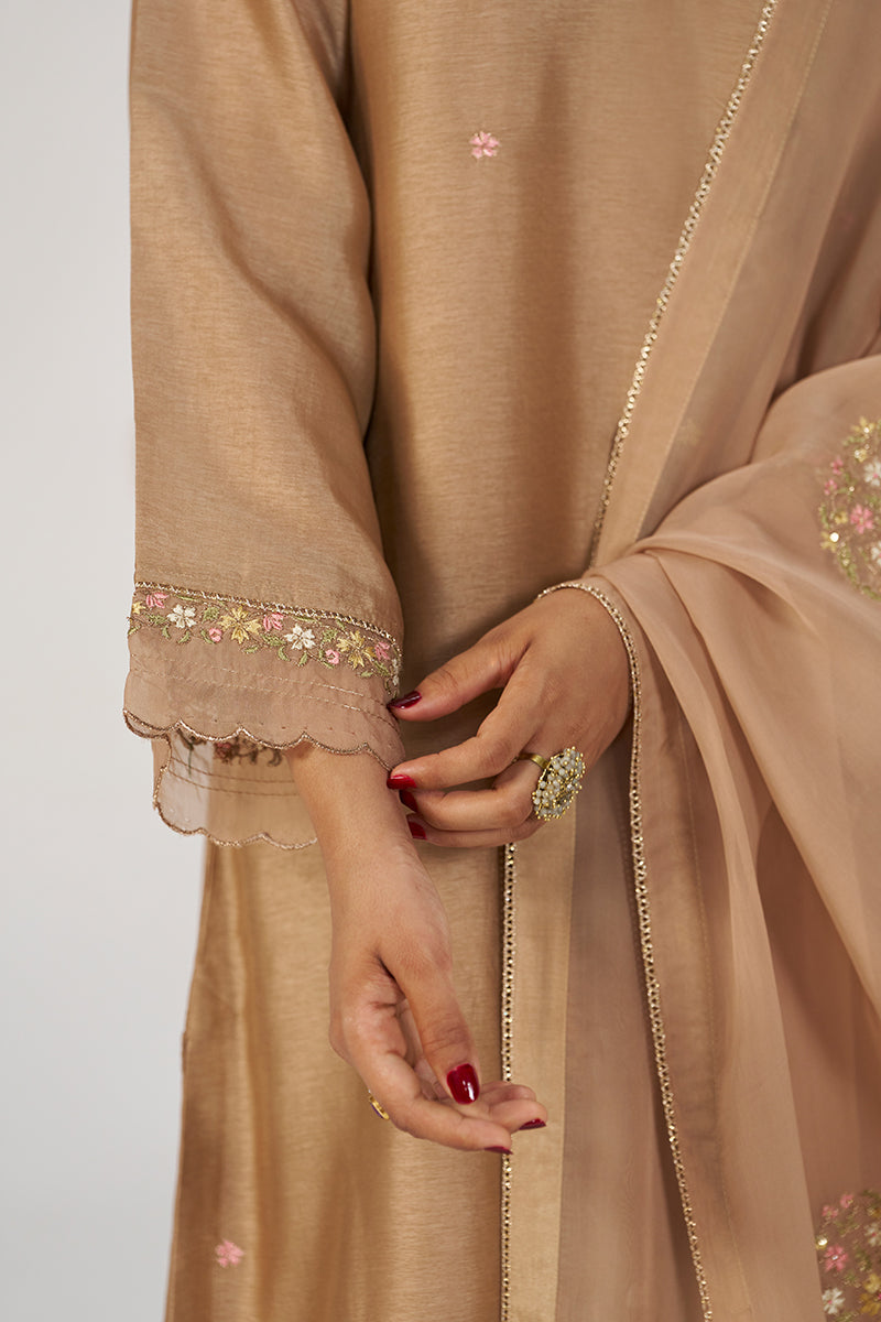 Toasted Almond Raw Silk Festive Kurta Set