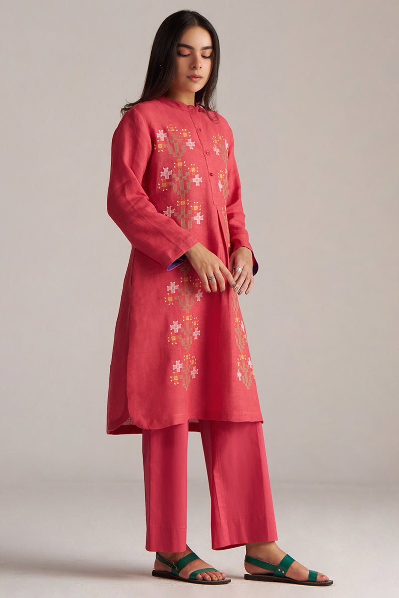 Claret Red Linen Co-ord Set