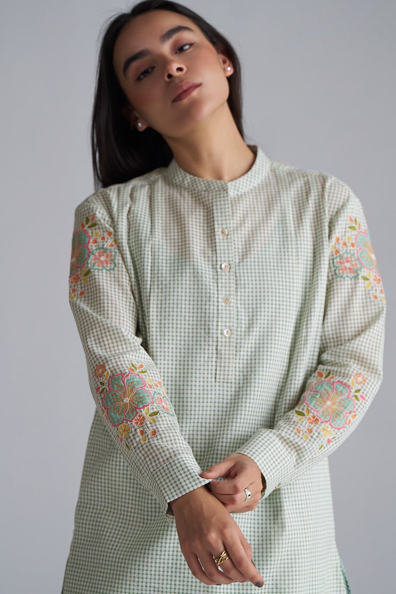 Granite Green Mini-Check Woven Co-ord Set