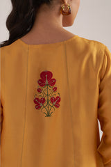 Golden Orange Print and Solid Festive Co-ord Set