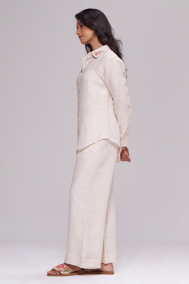 Milk Creame Pure Linen Co-ord Set