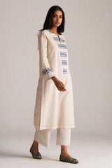 Beige and Blue Mul-Mul Print Co-ord Set