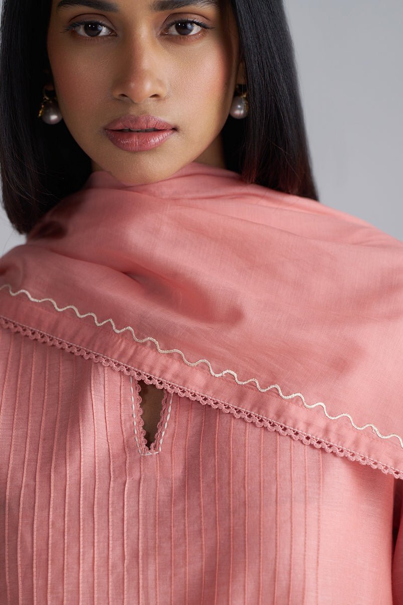Coral Almond Chanderi Kurta Set