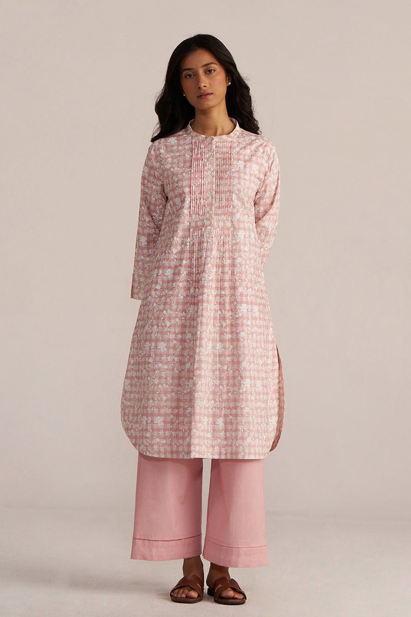 Rose Pink and White Cotton Print Co-ord Set