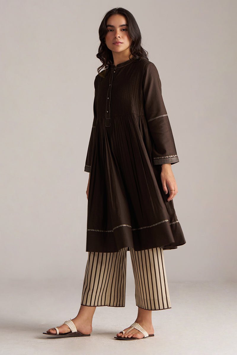 Dark Chocolate Brown & Beige Co-ord Set for Women