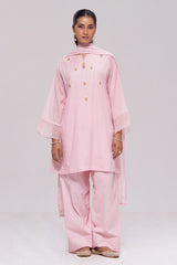 Dreamy Pink Mul-Chanderi Kurta Set