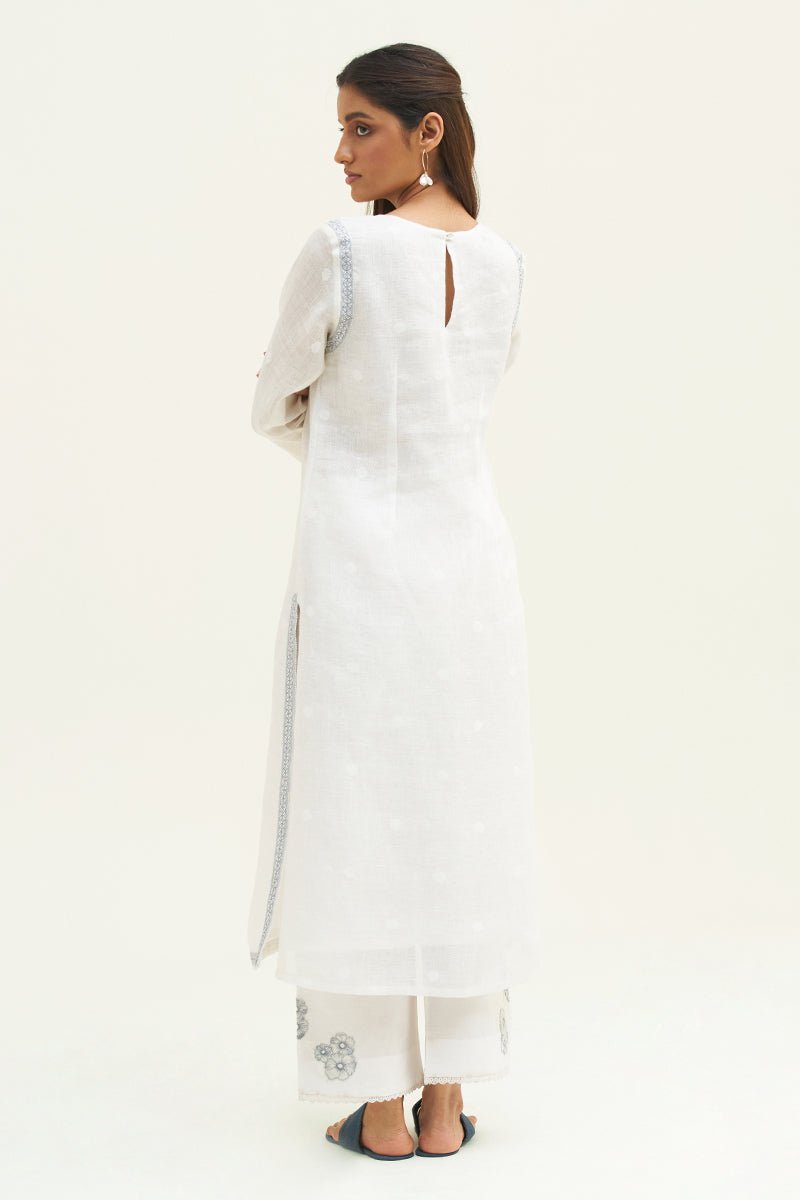 White Linen Jacquard Co-ord Set