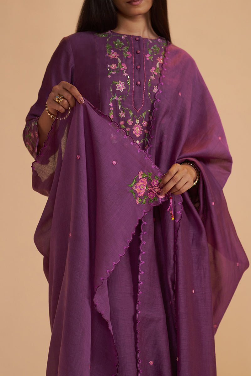 Eggplant Purple Festive Kurta Set - Ganga Fashions