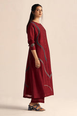 Syrah Red Silk Co-Ord Set for Women