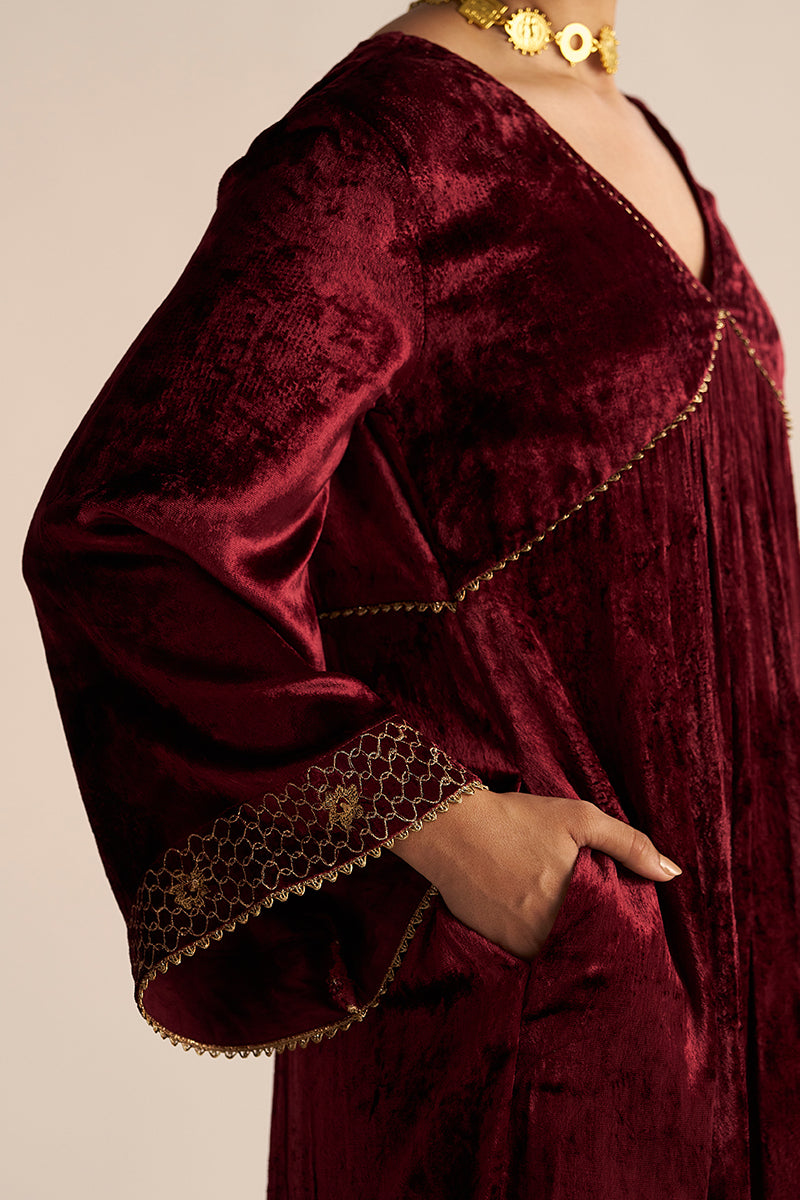 Sun-Dried Tomato Velvet Festive Kurta Set