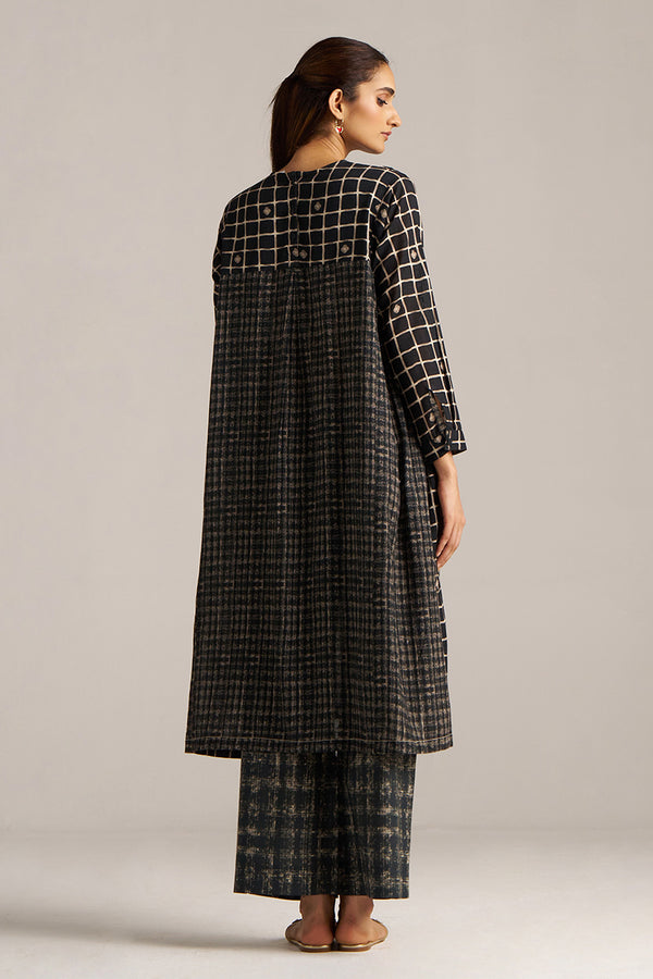 Black Check Print Linen Co-ord Set