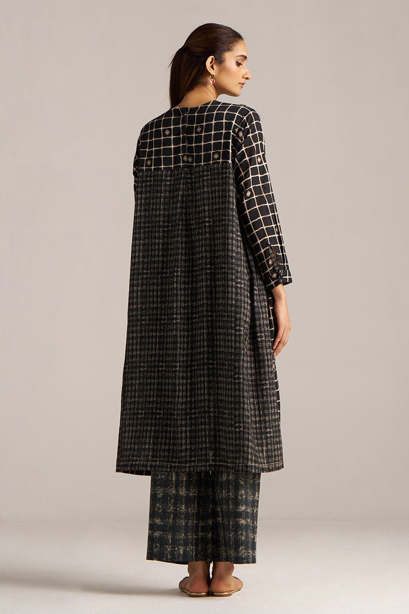 Black Check Print Linen Co-ord Set