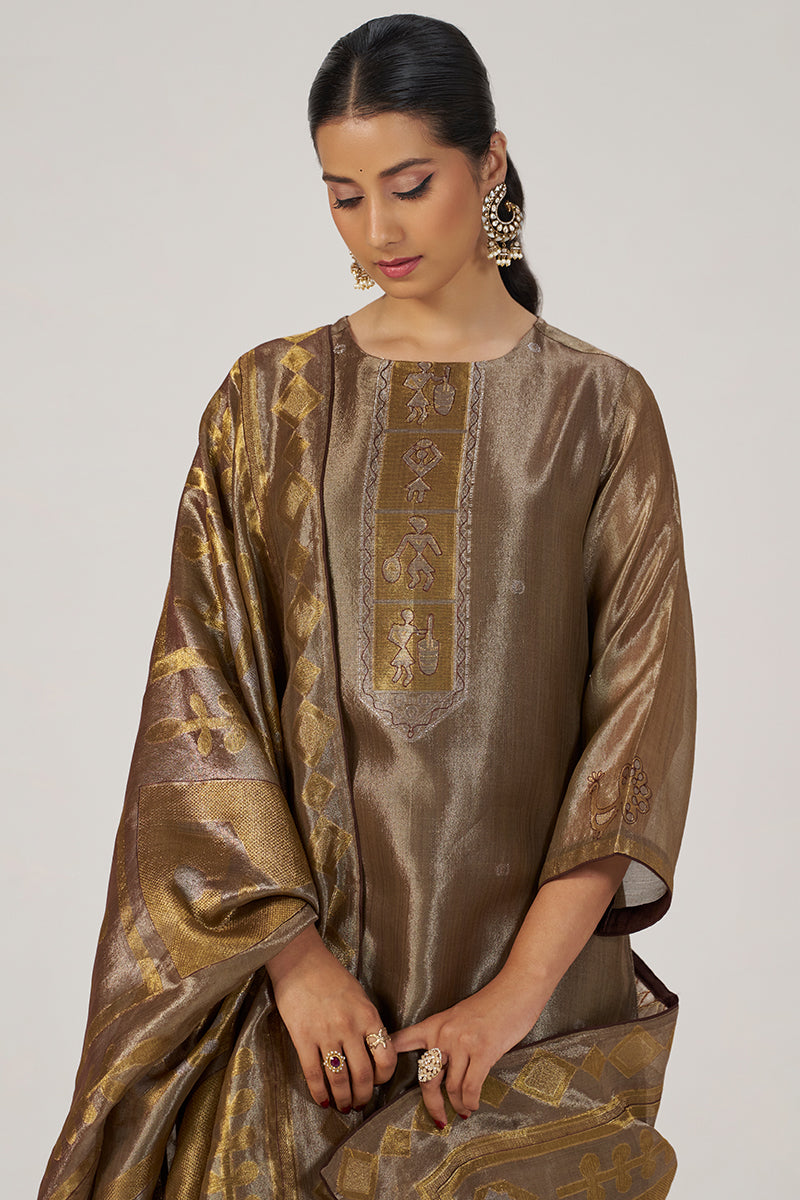 Glittered Chocolate Fudge Kurta Set