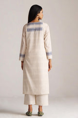 Beige and Blue Mul-Mul Print Co-ord Set