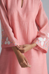 Coral Almond Chanderi Kurta Set