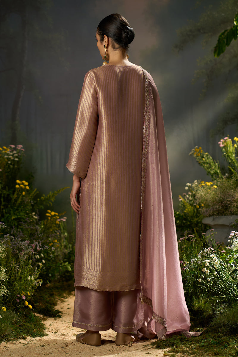 Burlwood Mauve Woven Festive Kurta Set