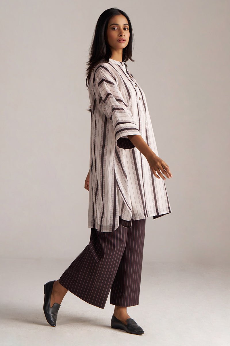 Seal Brown and Cream Mul-Mul Co-ord Set