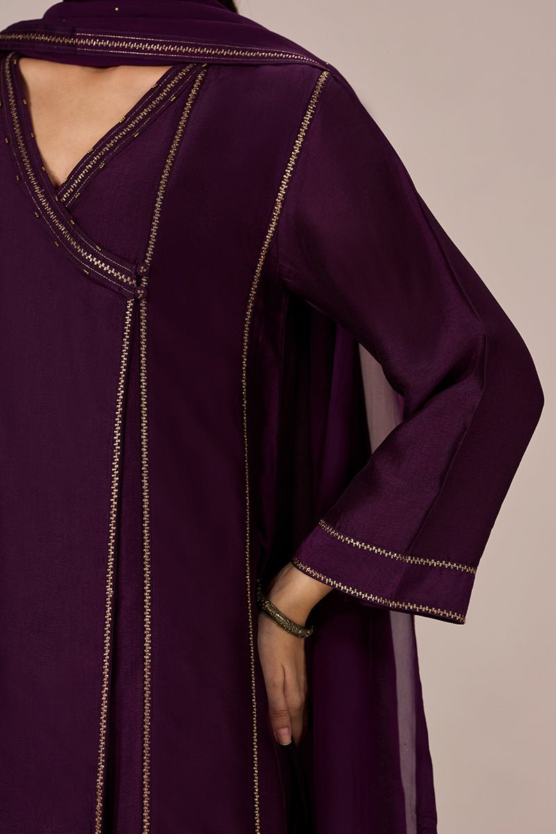 Purple Festive Angrakha Kurta Set - Ganga Fashions