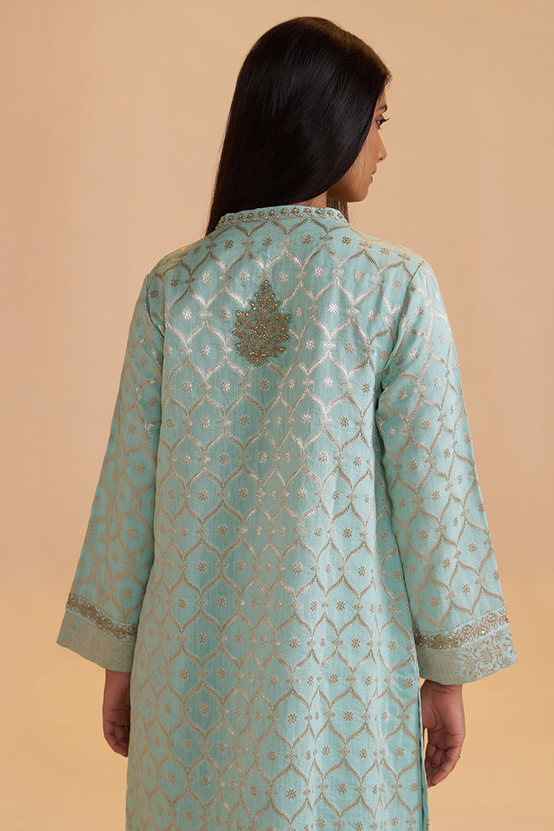 Moonlight Jade Pure Banarasi Jacquard Kurta Set