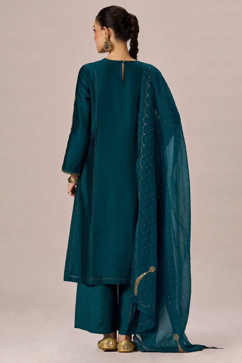 Deep Teal Festive Kurta Set - Ganga Fashions