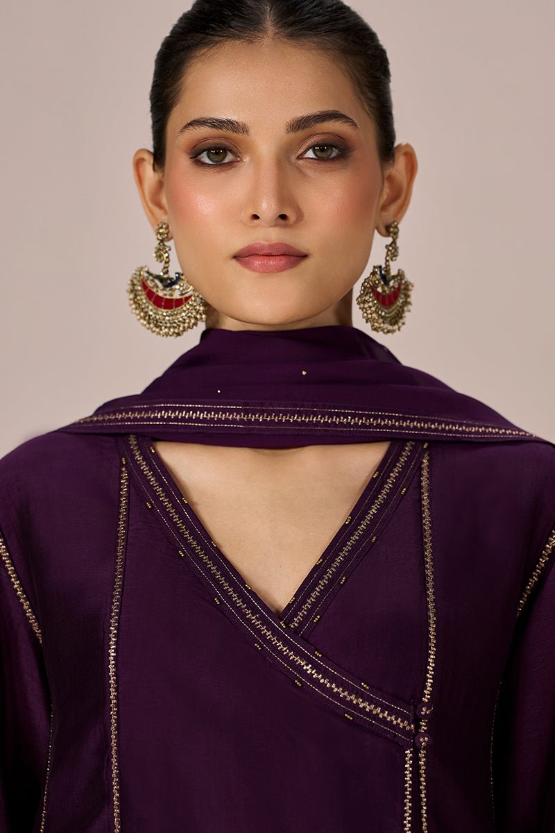 Purple Festive Angrakha Kurta Set - Ganga Fashions