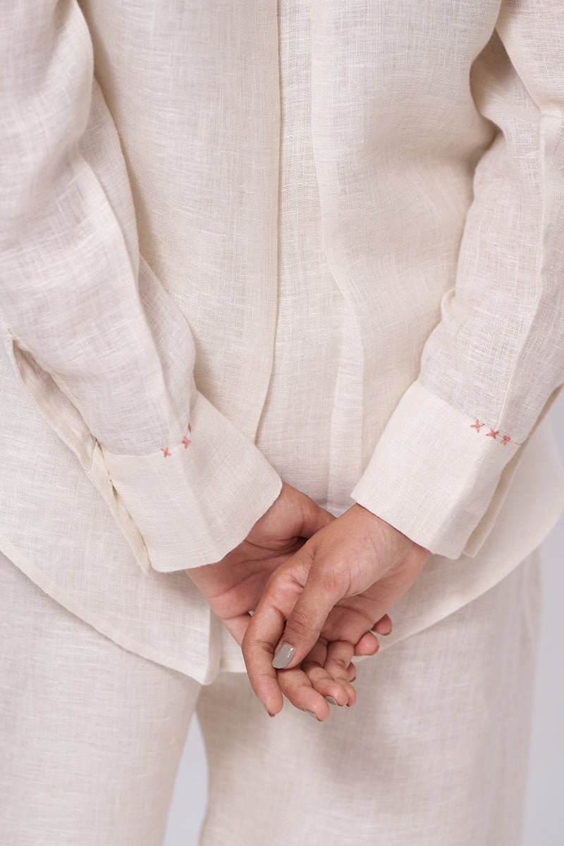 Milk Creame Pure Linen Co-ord Set
