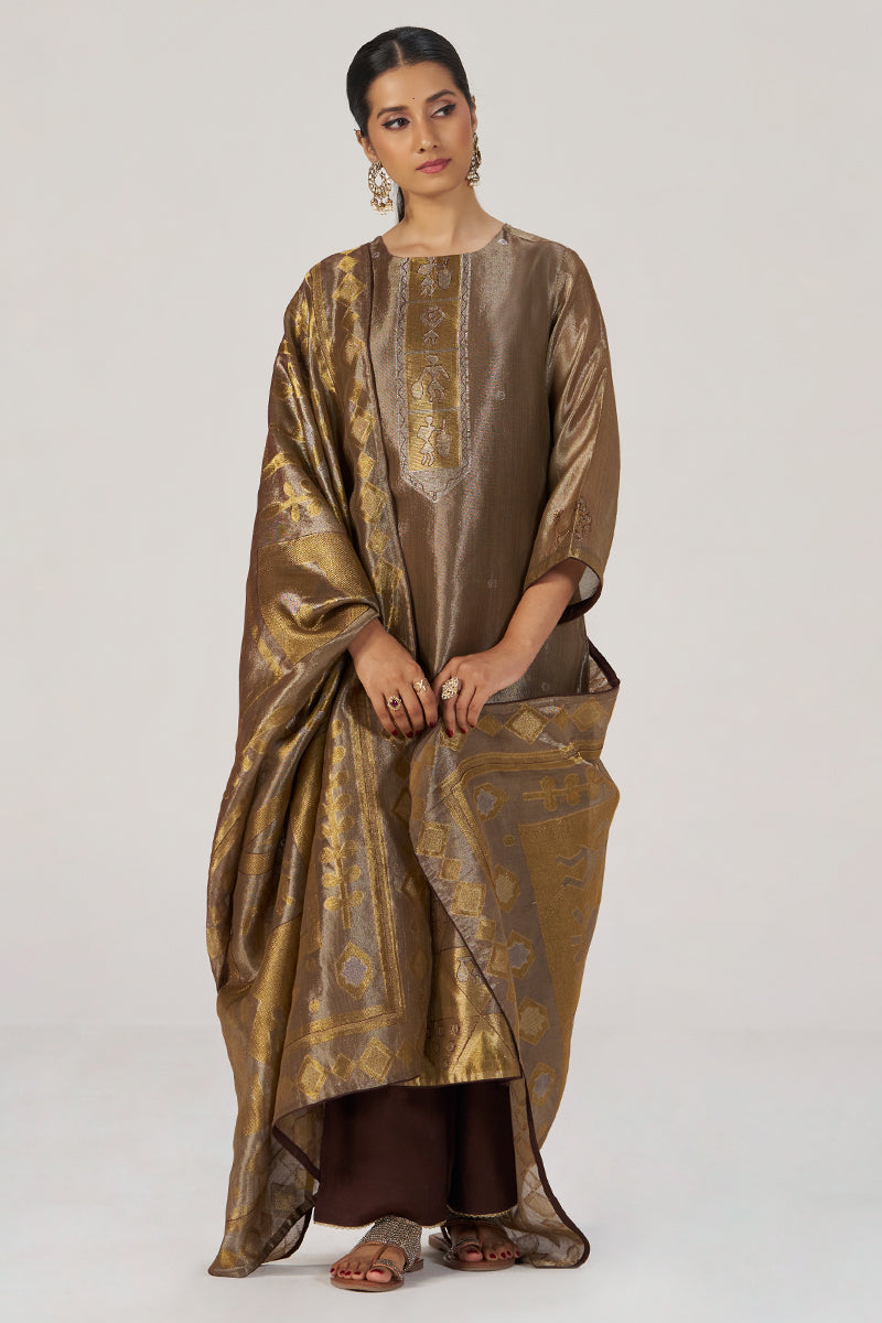 Glittered Chocolate Fudge Kurta Set
