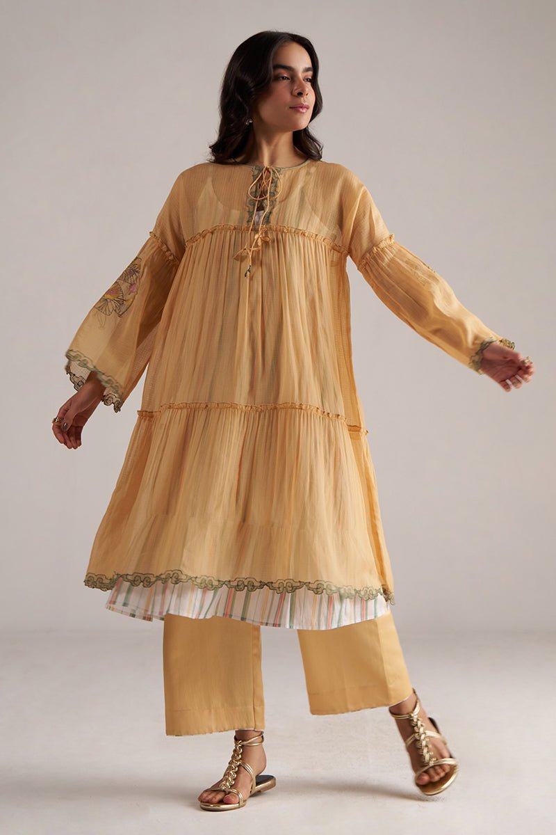 Apricot Cream Kota Silk Co-ord Set