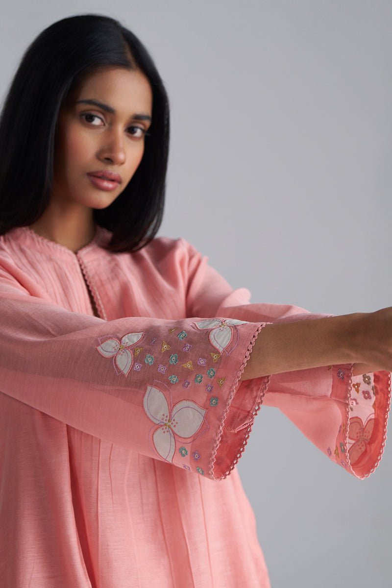 Coral Almond Chanderi Kurta Set