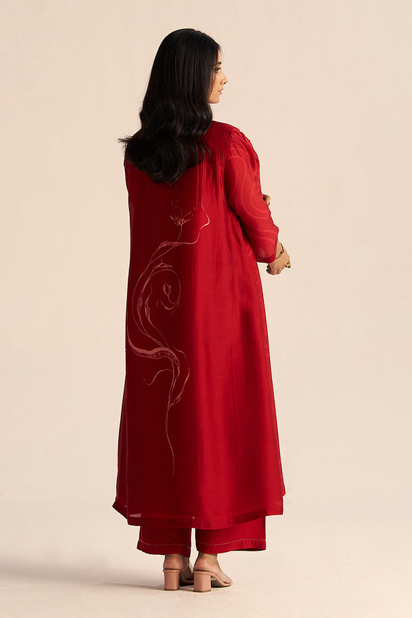 Chili Pepper Red Silk Print Co-ord Set