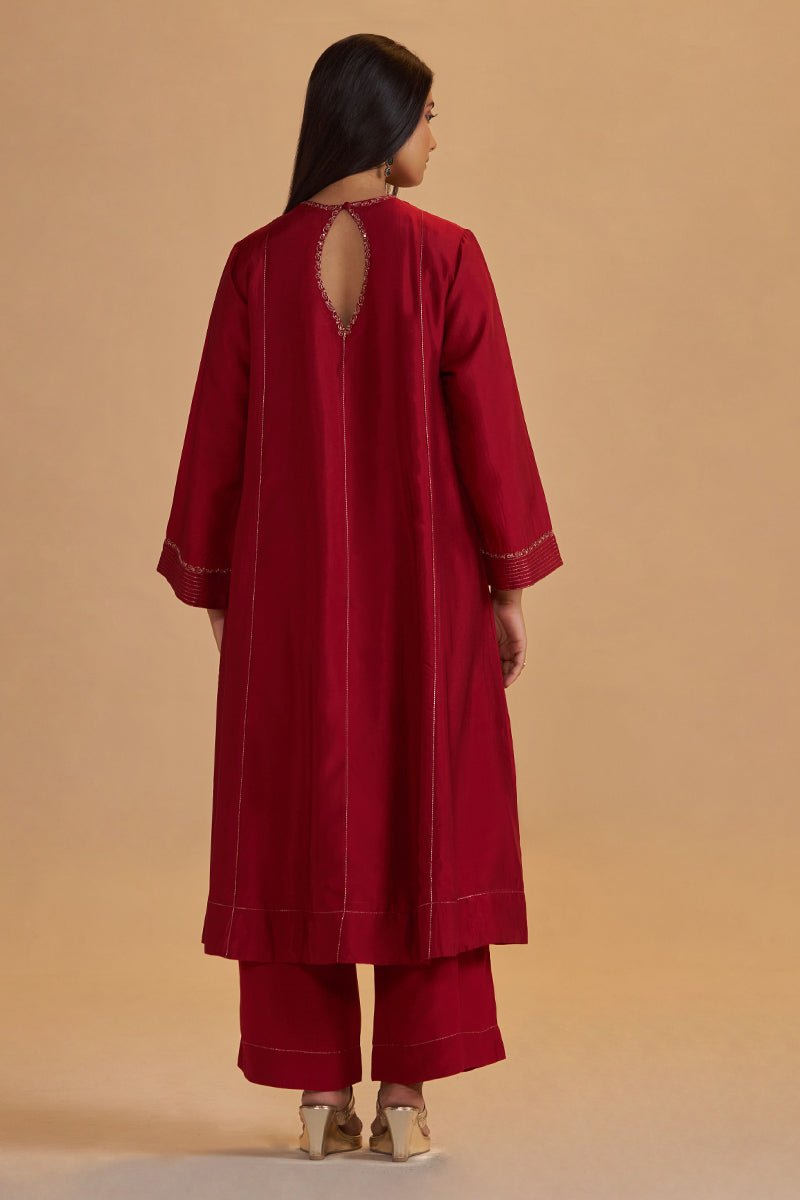 Maroon Silk Festival Co-ord Set - Ganga Fashions