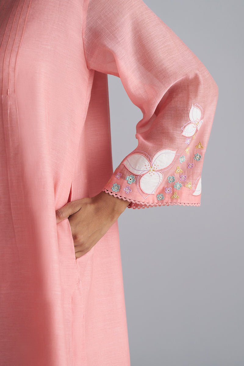Coral Almond Chanderi Kurta Set