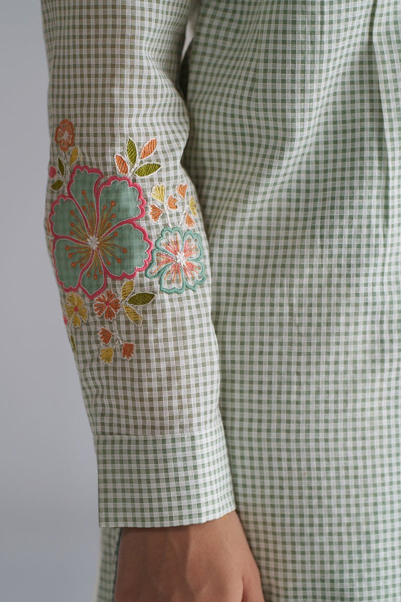 Granite Green Mini-Check Woven Co-ord Set