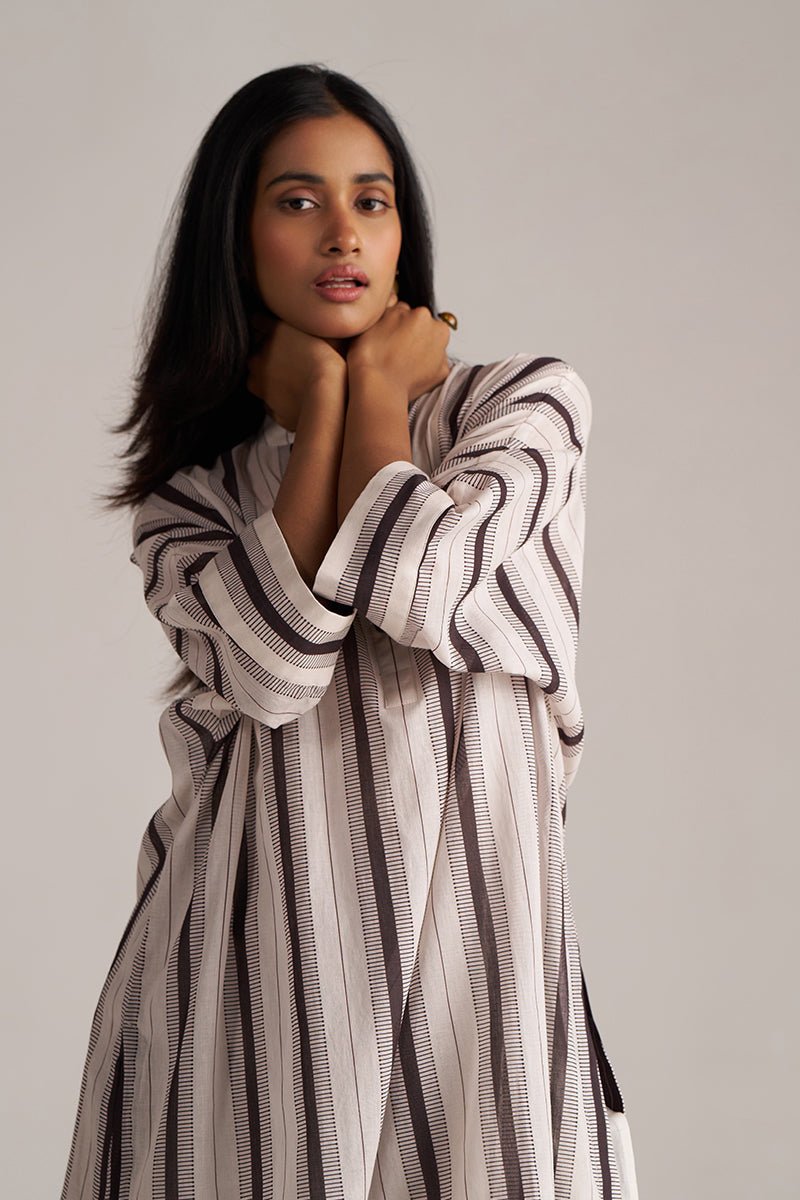 Seal Brown and Cream Mul-Mul Co-ord Set