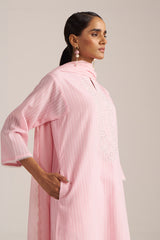 Baby Pink Woven Salwar kameez