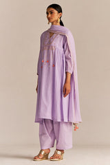 Pastel Lilac Mul-Mul Kurta Set