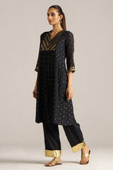 Black Zari Woven Mul-Chanderi Festive Co-ord Set