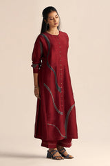 Syrah Red Silk Co-Ord Set for Women