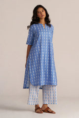Blue and White Cotton Print Co-ord Set