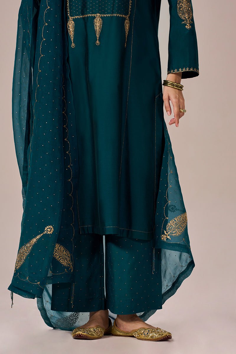 Deep Teal Festive Kurta Set - Ganga Fashions