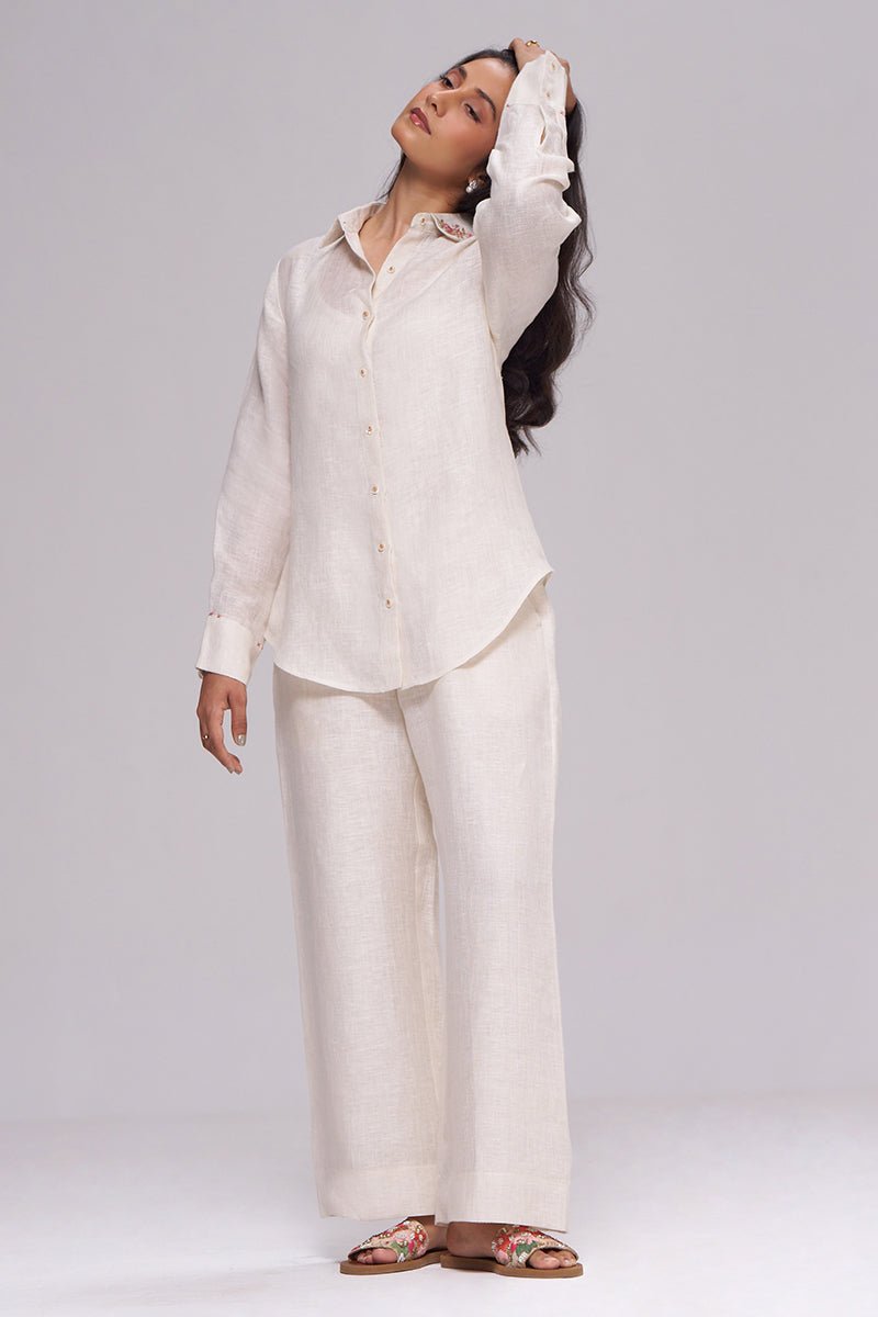 Milk Creame Pure Linen Co-ord Set