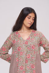Basil Green and Pink Cotton Co-ord Set