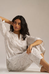 White and Grey Pure Cotton Loungewear