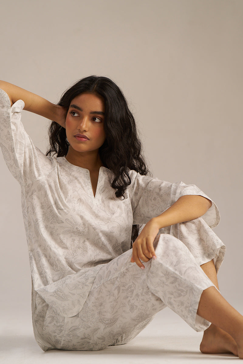 White and Grey Pure Cotton Loungewear