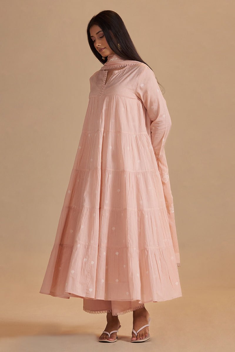 Evening Sand Mul-Mul Anarkali Kurta Set - Ganga Fashions