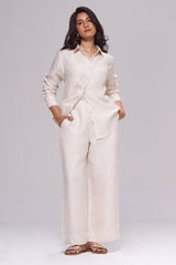 Milk Creame Pure Linen Co-ord Set